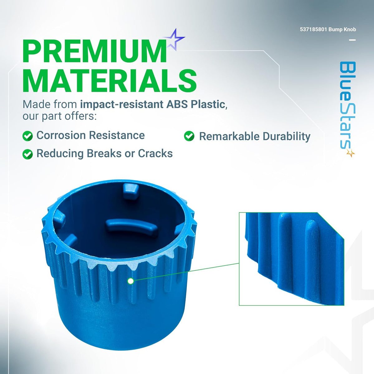 T35 bump knob replacement 537185801 made of durable blue ABS plastic for Husqvarna trimmer heads.