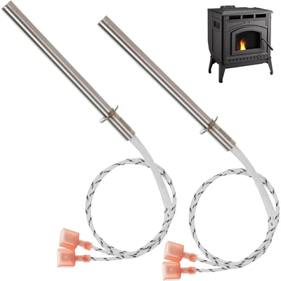 SRV7000-660 igniter 2-pack, two heating elements with wires and connectors shown beside a pellet stove