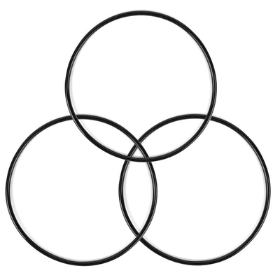 Three black 350013 lid O-ring replacement seals arranged in an overlapping circular pattern.