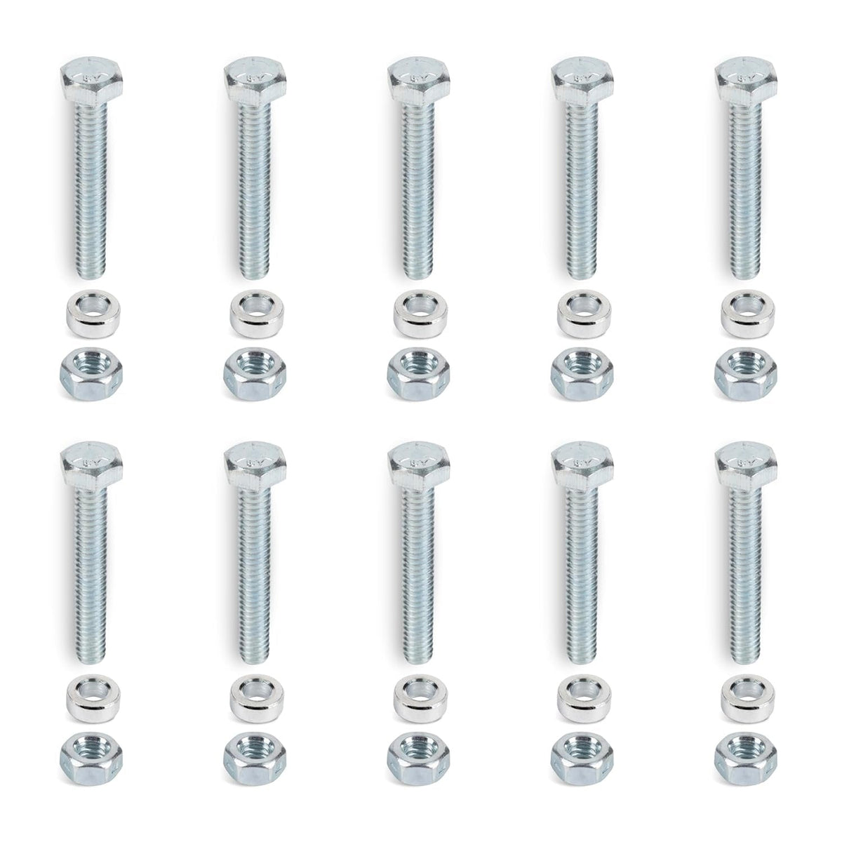 Set of 10 shear pins and matching nuts for 1501216MA 301172 replacement parts.