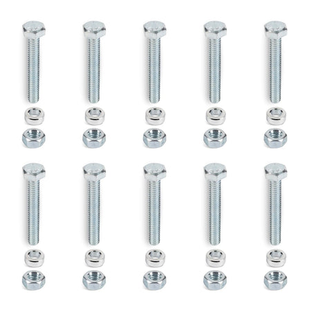 Set of 10 shear pins and matching nuts for 1501216MA 301172 replacement parts.