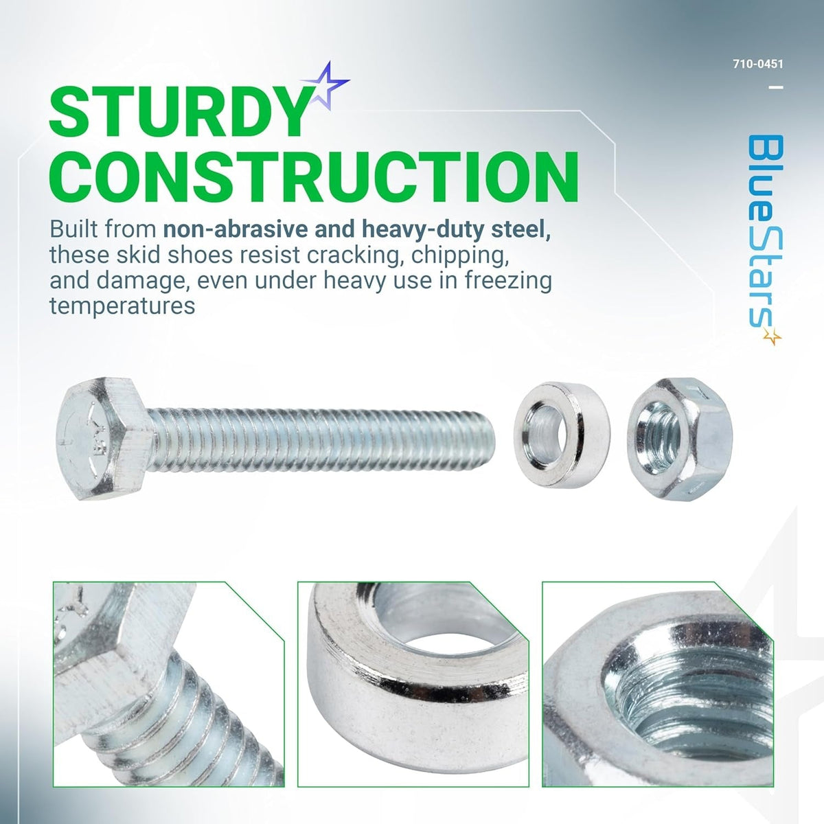 1501216MA 301172 shear pin and nut set with close-up detail views of the steel hardware components.