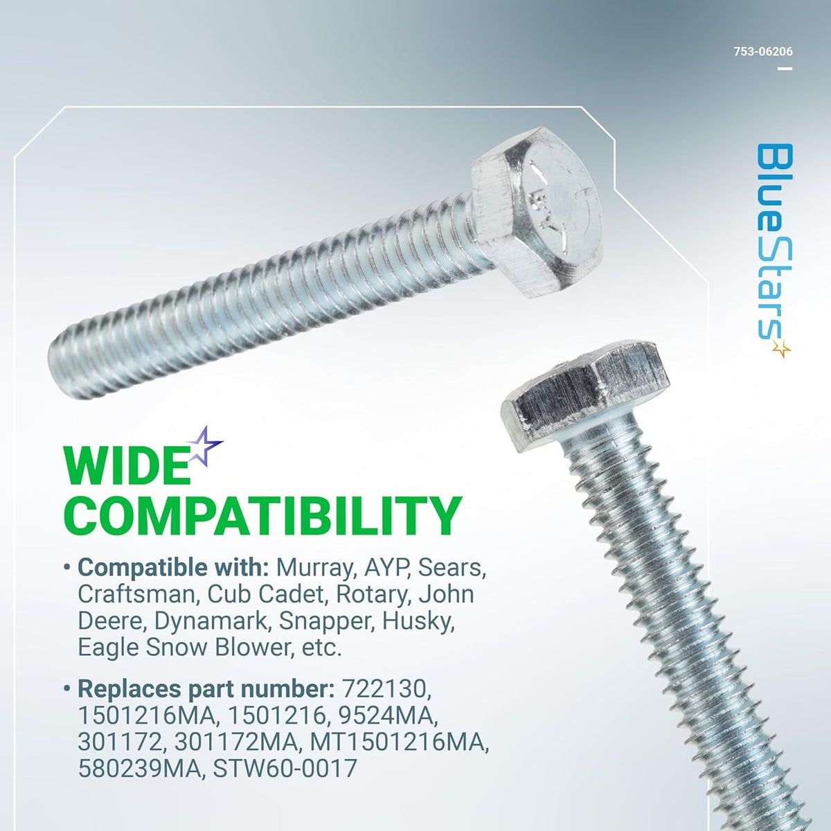Two silver metal shear pins for snow blowers, compatible with Murray, AYP, and Craftsman models.
