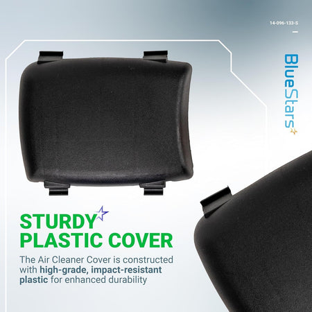 Black plastic air filter cover for Kohler XT650 and XT675 engines, replacement for 14-096-133-S.