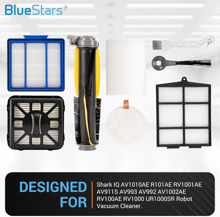 Replacement parts kit including main brush, filters, and cleaning tools for Shark IQ robot vacuum cleaners.