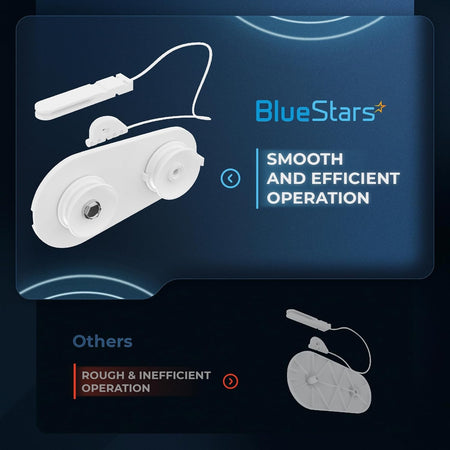 Comparison graphic showing BlueStars dishwasher door balance link kit versus a standard alternative part.