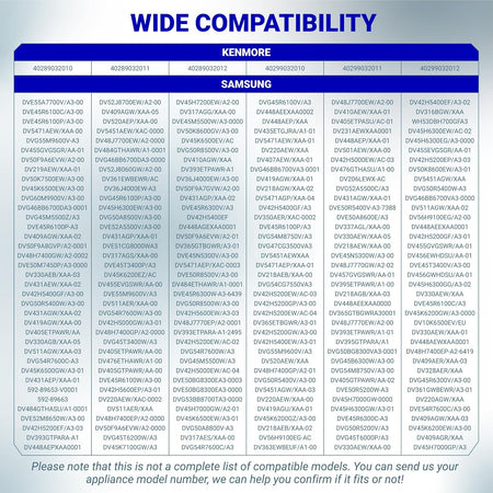 DC32-00007A Dryer Thermistor compatibility chart listing Kenmore and Samsung model numbers