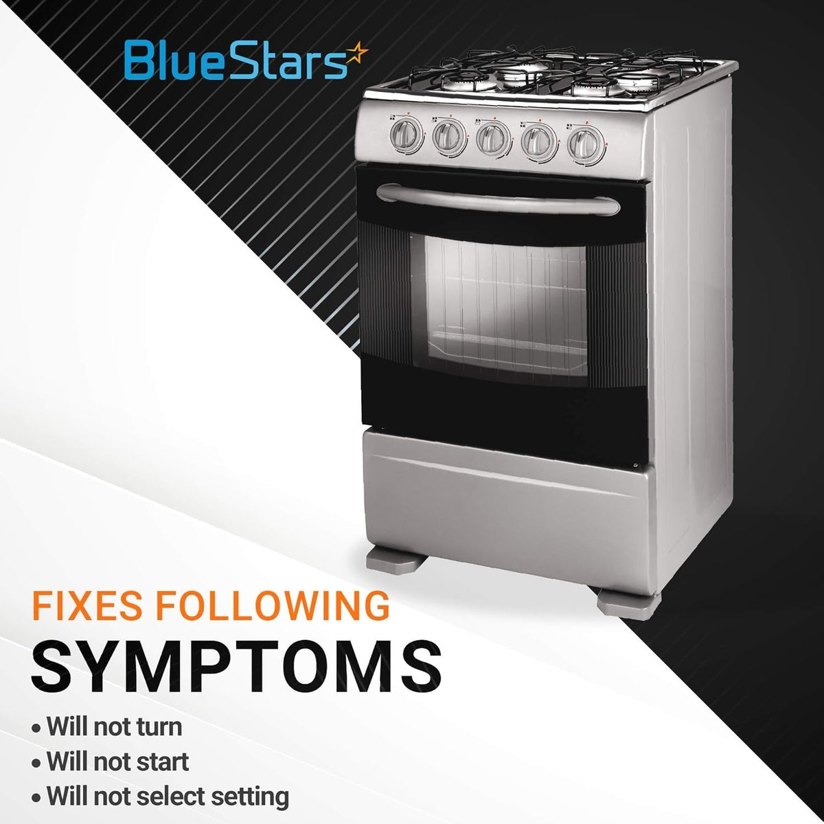 Samsung range oven showing symptoms fixed by DG64-00472A stove knobs replacement.