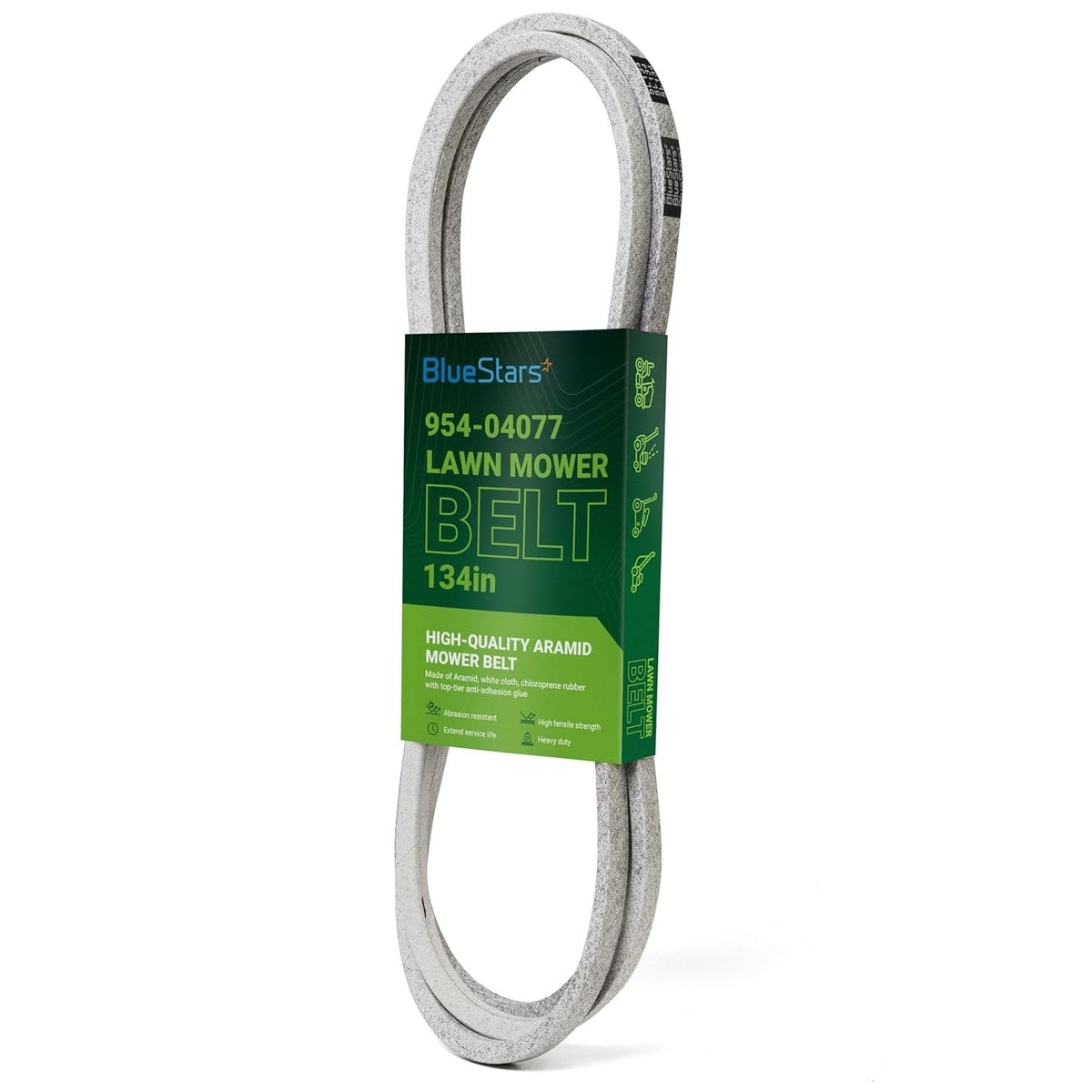 954-04077A replacement deck belt for lawn mowers in BlueStars retail packaging.