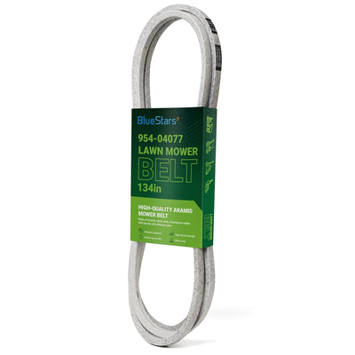 954-04077A replacement deck belt for lawn mowers in BlueStars retail packaging.