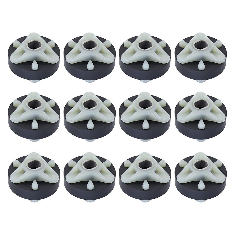 Pack of 12 direct drive motor couplings with metal cores for Whirlpool and Kenmore washing machines.