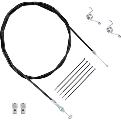 75-inch throttle cable kit with two metal springs, two cable stops, and five black zip ties.
