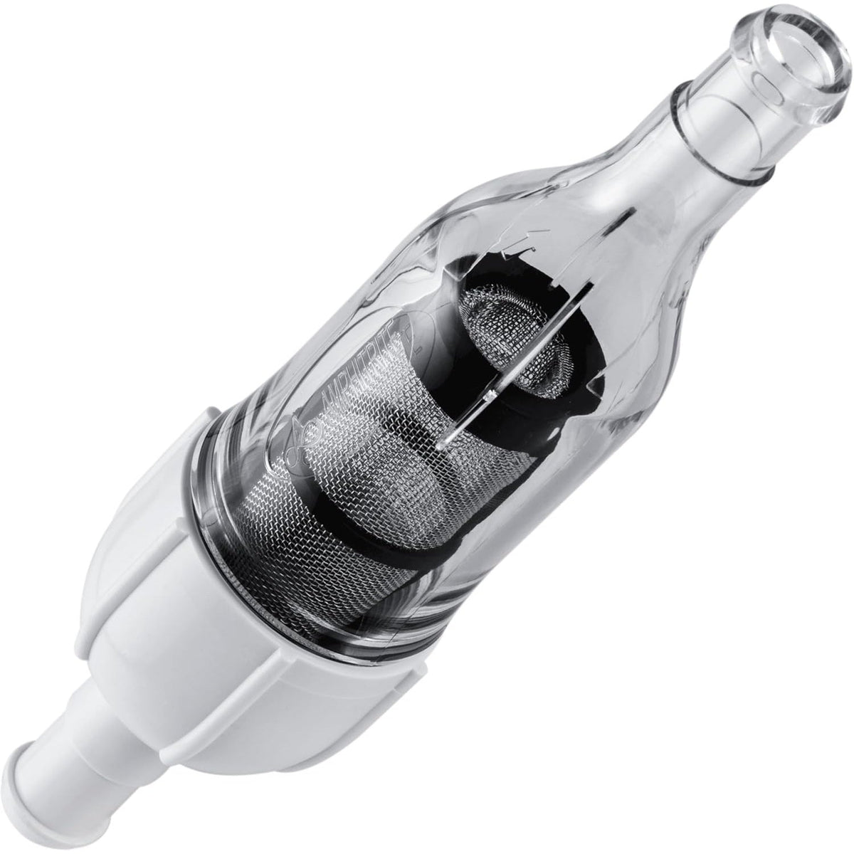 Clear in-line filter screen assembly for Zodiac Polaris pool cleaners with visible internal mesh filter.
