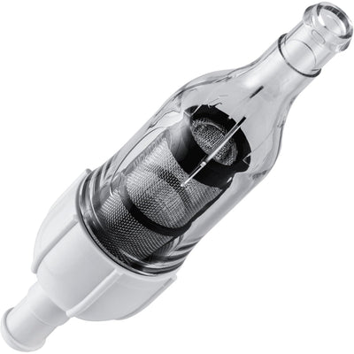 Clear in-line filter screen assembly for Zodiac Polaris pool cleaners with visible internal mesh filter.