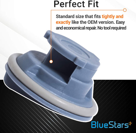 Close-up of 8558307 dishwasher detergent dispenser cap with rubber seal for Whirlpool and Kenmore dishwashers.