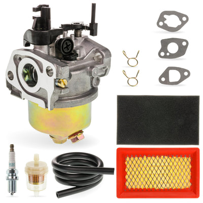 951-14423 carburetor kit with air filter, spark plug, gaskets, fuel line, and filter for 159cc lawn mower engines.