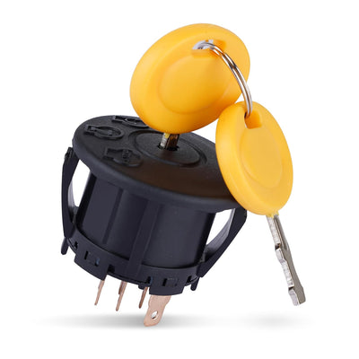 3-position, 6-pin ignition switch with two yellow keys for Cub Cadet and MTD zero-turn mowers.