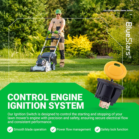 725-12066 3-position 6-pin ignition switch with yellow key for Cub Cadet and MTD lawn mowers.