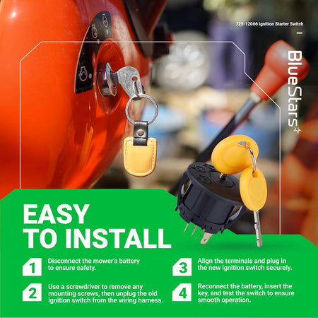 725-12066 3-position ignition switch with keys and installation instructions for Cub Cadet and MTD mowers.