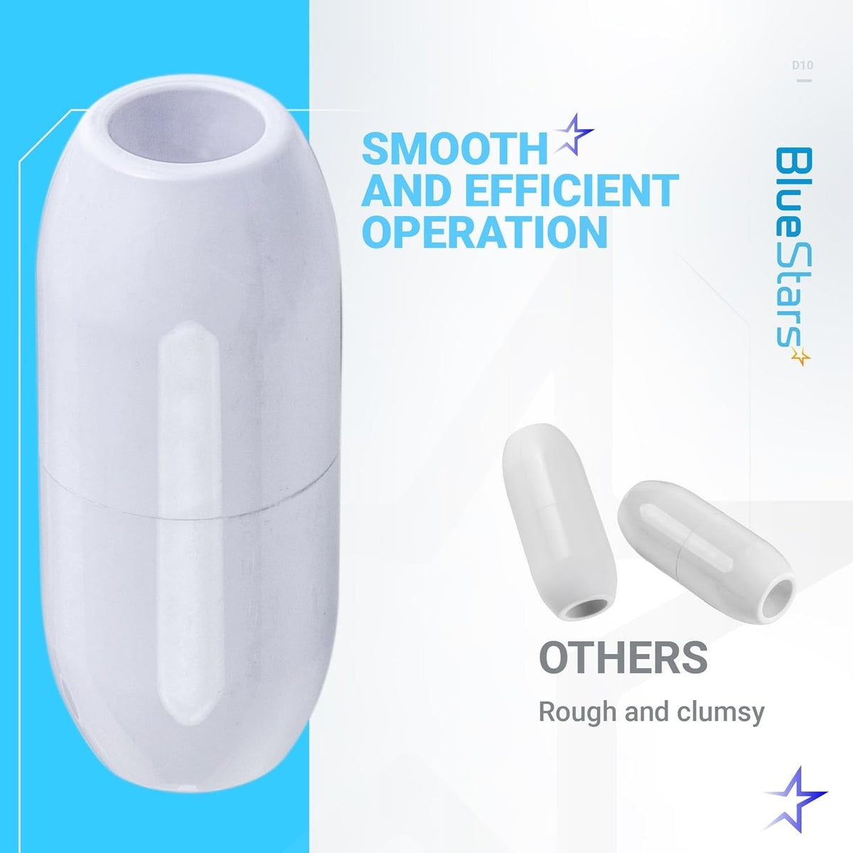 D10 pool cleaner feed hose float comparison showing smooth design versus rough alternatives.