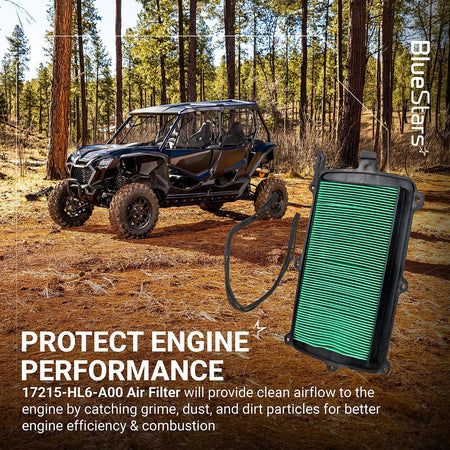 17215-HL6-A00 Air Filter shown beside a Honda Talon 1000 in a forest setting