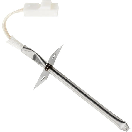 Oven temperature sensor probe with mounting bracket and white wire connector for Frigidaire and Kenmore ranges.
