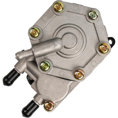 Top-down view of 2520227 fuel pump featuring a metallic housing with six gold-tone mounting screws and two black ports.
