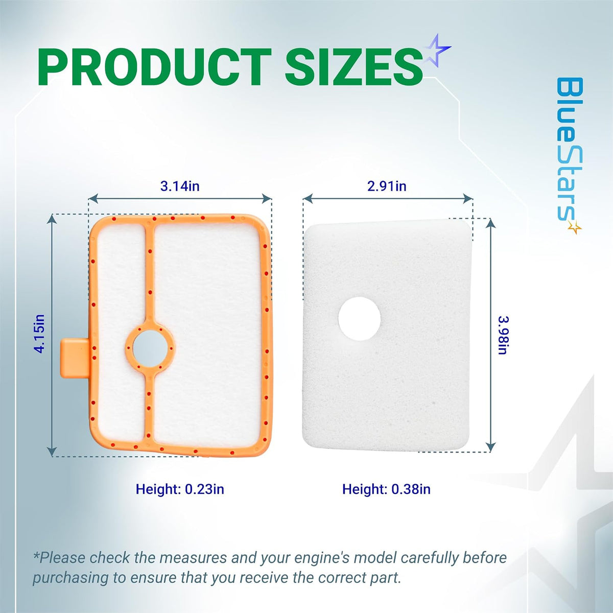 535316301 Air Filter, product size diagram showing labeled dimensions for the orange frame and white filter