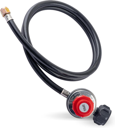4ft adjustable propane regulator with QCC1 connector and 3/8 inch flare hose.