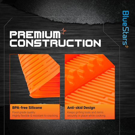 Close-up of flexible, BPA-free silicone griddle mat with anti-skid texture for secure tool placement.
