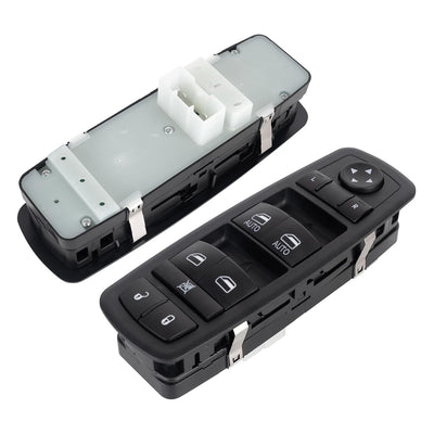 Driver side power master window switch 68086693AC showing front control panel and rear electrical connector view.