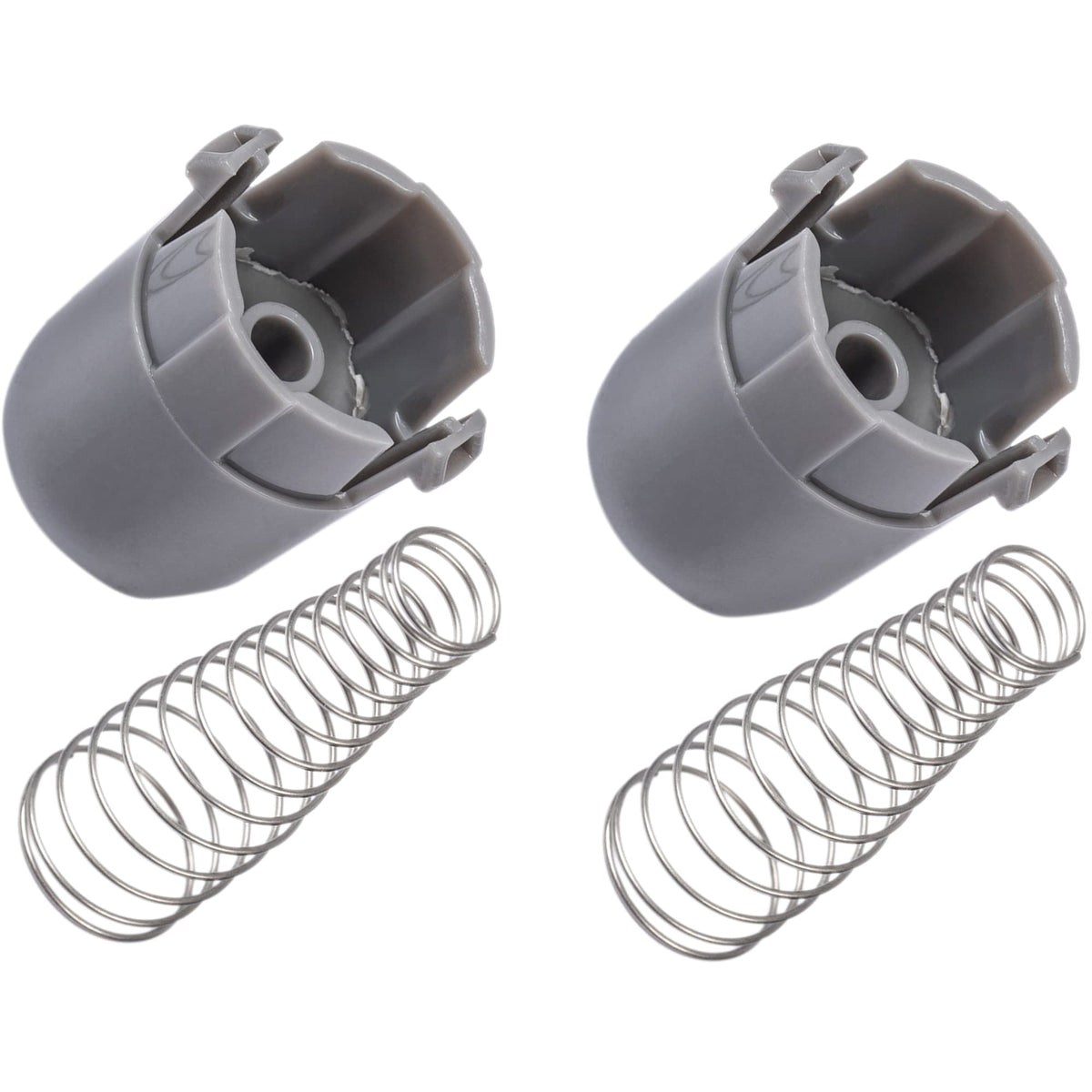 Two AGM73610701 washer magnetic door plunger replacements with matching springs for LG and Kenmore washers.