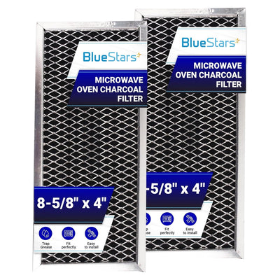 Pack of two 8.67" x 3.95" charcoal microwave filters for GE and Samsung over-the-range ovens.