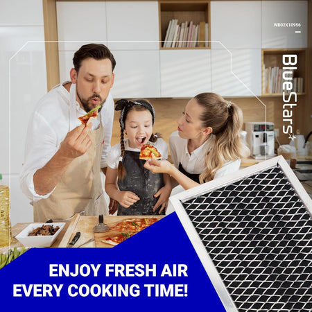 Replacement microwave grease filter for GE and Samsung over-the-range ovens, promoting fresh kitchen air.