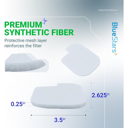 Synthetic fiber air filter for Poulan Pro and Craftsman chainsaws showing dimensions of 3.5 inches by 2.625 inches.