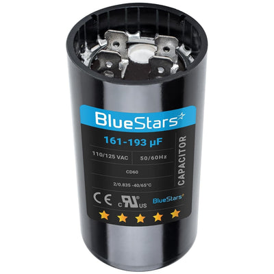 BlueStars 161-193 uF 110-125 VAC round motor start capacitor for pool and well pumps.