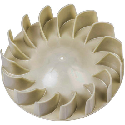 694089 Dryer Blower Wheel, front view showing the beige wheel and curved blades