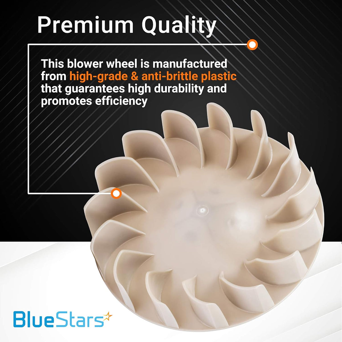 694089 dryer blower wheel made of durable anti-brittle plastic for Kenmore and Whirlpool dryers.