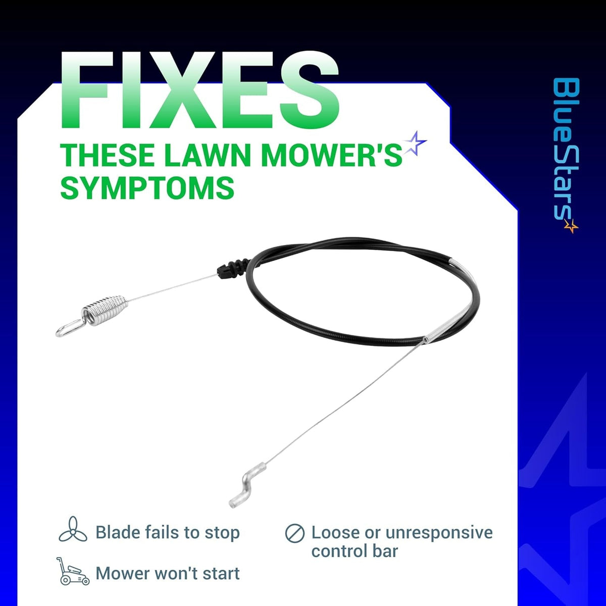 Traction control cable for Toro 22-inch Recycler lawn mowers, showing symptoms fixed by replacement.