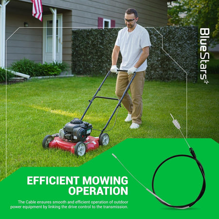 119-2379 290-945 traction control cable for Toro 22-inch Recycler lawn mowers shown with a man mowing the lawn.