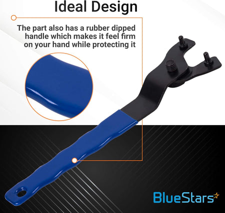 SEWA20 grinder wrench featuring a blue rubber-dipped handle for a firm, protective grip.