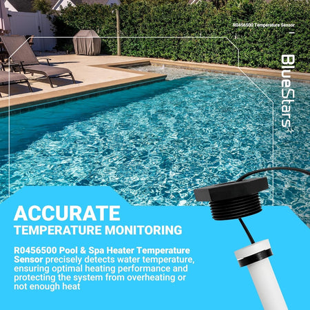 R0456500 pool and spa heater temperature sensor with threaded mounting cap for accurate water temperature monitoring.