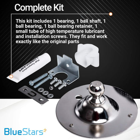 Complete 5303281153 dryer rear drum bearing kit with lubricant, mounting hardware, and replacement components.