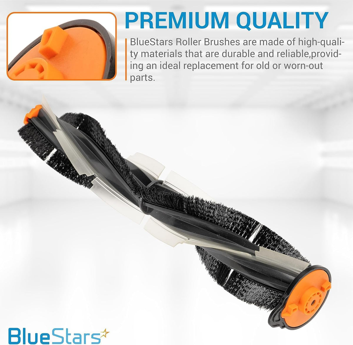 Replacement main roller brush for Neato Botvac D Series robotic vacuums with close-up of end cap.
