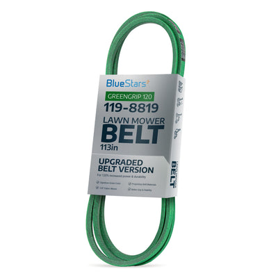 119-8819 green deck belt for Toro TimeCutter and Exmark Quest mowers in branded packaging.