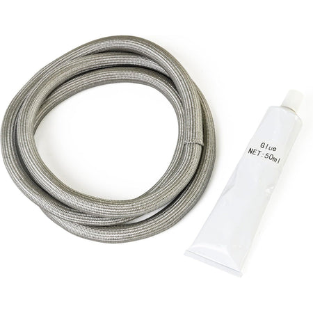 W10906683 dryer door seal coiled with a 50ml tube of adhesive for Kenmore, Crosley, Admiral, and KitchenAid dryers.