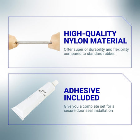 W10906683 dryer door seal nylon material demonstration and included 50ml adhesive glue tube.