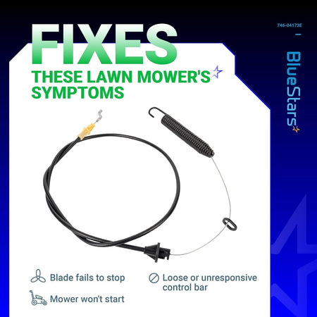 946-04173E deck engagement cable for MTD and Troy-Bilt lawn mowers with tension spring and mounting hardware.