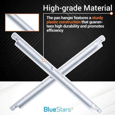 Durable plastic refrigerator pan hanger and drawer slide rail replacement for Kenmore and Frigidaire refrigerators.