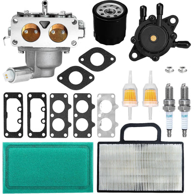 791230 carburetor tune-up kit with fuel pump, oil filter, air filters, spark plugs, and gaskets for V-Twin engines.